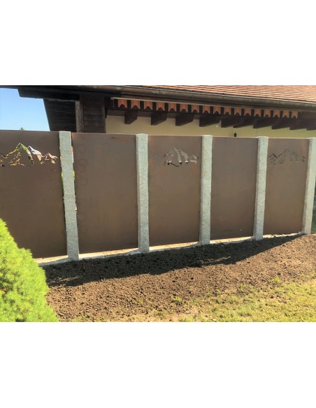 Gartendeko Rost Metall Trennwand - Sichtschutzwand Rost - geschlossen Höhe 180 cm Metall Sichtschutzwand geschlossen ohne Muster