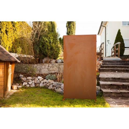 Gartendeko Rost Metall Trennwand - Sichtschutzwand Rost - geschlossen Höhe 180 cm Metall Sichtschutzwand geschlossen ohne Muster