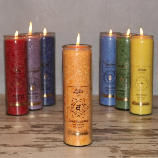 Start CHAKRA Kerze Liebe - Orange - groß ca. 20 cm - Kerze im Glas - Palm Light 