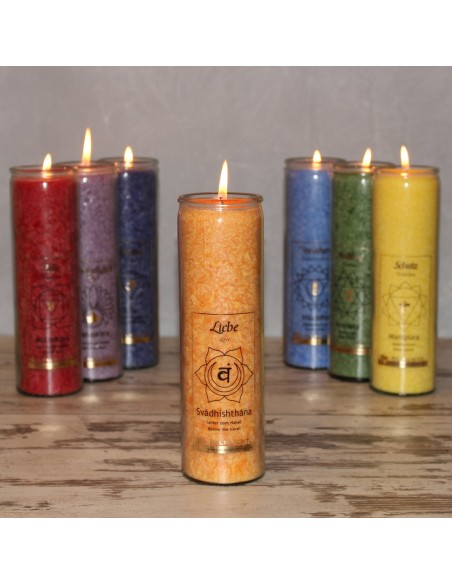 Start CHAKRA Kerze Liebe - Orange - groß ca. 20 cm - Kerze im Glas - Palm Light 