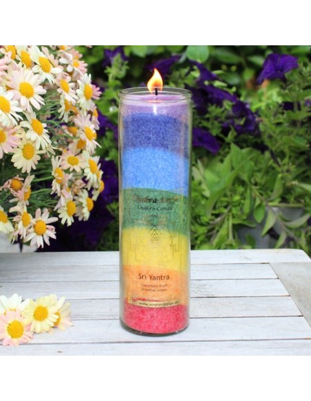 Glück CHAKRA Kerze Kraft - Bunt - groß ca. 20 cm - Kerze im Glas - Palm Light Die bunte CHAKRA Kerze - Kraft, hat die Bedeutung 