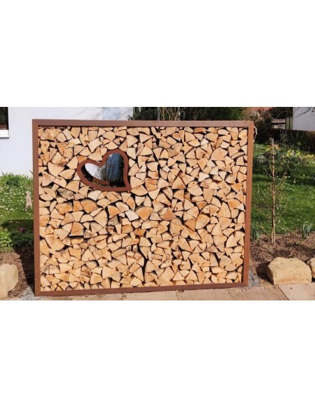 Herzige Dinge - Edelrost Dekoherzen Metall Kaminholzregal Herz liegend - 2-teiliges SET  Herzige Dinge - Edelrost Dekoherzen Metall Kaminholzregal Herz liegend - 2-teiliges SET