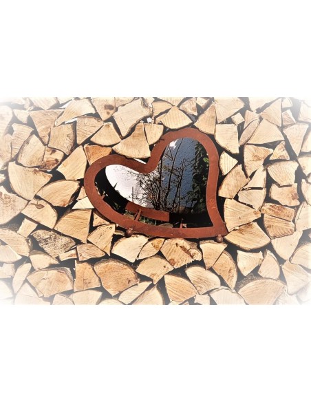 Herzige Dinge - Edelrost Dekoherzen Metall Kaminholzregal Herz liegend - 2-teiliges SET  Herzige Dinge - Edelrost Dekoherzen Metall Kaminholzregal Herz liegend - 2-teiliges SET