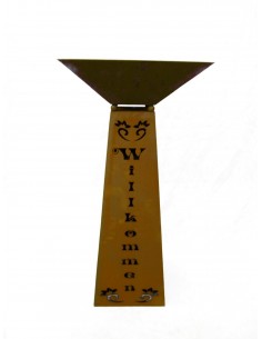 Rostsäule Willkommen inkl Schale trapezförmig 97 cm hoch