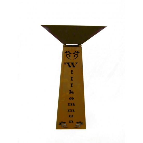 Rostsäule Willkommen inkl Schale trapezförmig 97 cm hoch