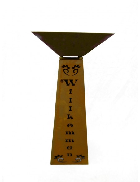 Rostsäule Willkommen inkl Schale trapezförmig 97 cm hoch