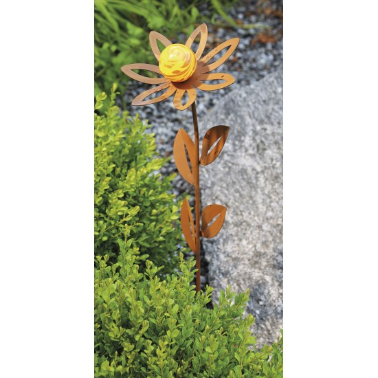 Glasblume Anna - Höhe 77 cm - Gelbe Glaskugel