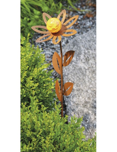 Glasblume Anna - Höhe 77 cm - Gelbe Glaskugel