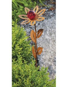 Glasblume Anna - Höhe 77 cm - Rote Glaskugel