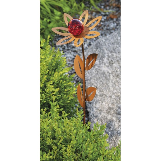 Glasblume Anna - Höhe 77 cm - Rote Glaskugel