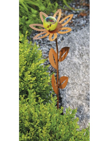 Glasblume Anna - Höhe 77 cm - Hellgrüne Glaskugel