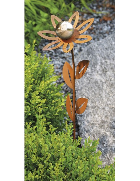 Glasblume Anna - Höhe 77 cm - Edelstahlkugel Glasblume Anna - Höhe 77 cm - Edelstahlkugel