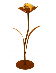 Glasblume Jessy - Höhe 77 cm - inkl gelber Glaskugel