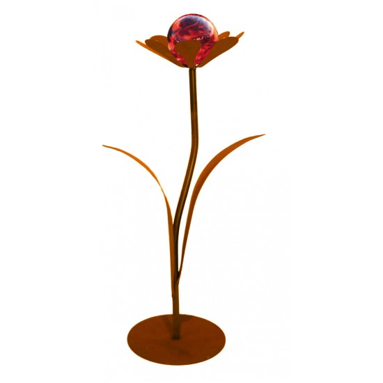 Glasblume Jessy - Höhe 77 cm - inkl roter Glaskugel