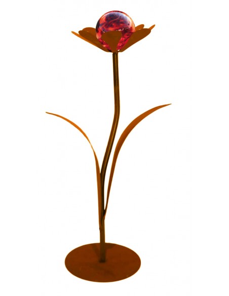Glasblume Jessy - Höhe 77 cm - inkl roter Glaskugel