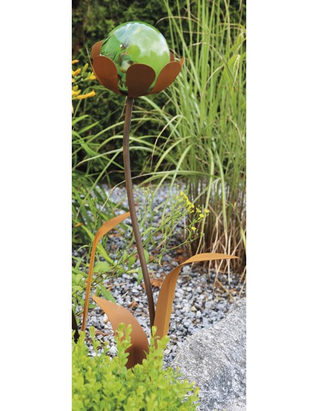 Glasblume Jessy - Höhe 77 cm - inkl hellgrüner Glaskugel