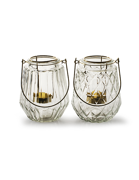 Start Laterne mit goldenem Einsatz 2er Set 