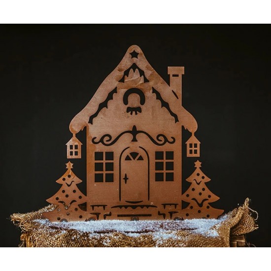 Weihnachtshaus aus Edelrost zum Stellen Weihnachtsdeko für Innen