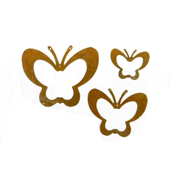Osterschmuck 3 tlg. Schmetterlingskette ungefädelt - Rost Schmetterling 3er Set 3 tlg. Schmetterlingskette ungefädelt 
Höhe  12