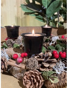 Weihnachtsdeko Kerzenhalter mit Dorn - Glas Teelichthalter schwarz - Joy - Höhe 4,5 cm Schöner Kerzenhalter aus Glas mit einem D 2