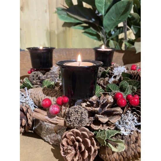 Start Kerzenhalter mit Dorn - Glas Teelichthalter schwarz - Joy - Höhe 4,5 cm Schöner Kerzenhalter aus Glas mit einem Dorn zum S