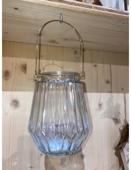 Start Laterne aus Glas mit Bügel - Gold - 2er Set - 14 cm hoch Schöne Kerzenhalter aus Glas mit Bügel zum Stellen oder Hängen.
