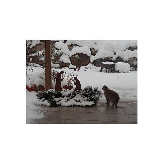 Weihnachtsdeko Aussen Krippenszene - Familie - zum Stellen, Figurenhöhe 50 cm 
Dekorative Edelrost-Krippe für stimmungsvolle Mo