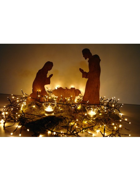 Kerzenhalter Weihnachtsdeko in Rost Weihnachtskrippe Krippenfiguren Fensterdeko