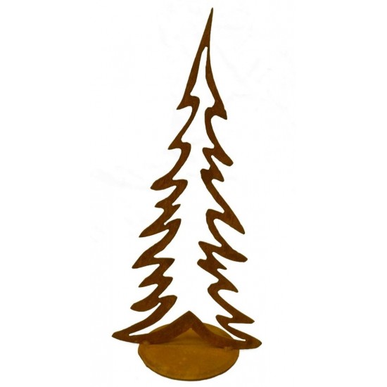 Weihnachtsdeko Edelrost Tanne offen 50 cm hoch auf Platte - Weihnatsbaum Metall 
Höhe 50 cm
mit einer Bodenplatte