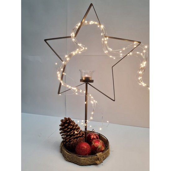 Start Metall Stern Höhe 56 cm Teelichthalter Stern aus Metall für Deine Weihnachtsdeko Zuhause. Eignet sich dank des kleines Kor