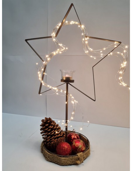 Start Metall Stern Höhe 56 cm Teelichthalter Stern aus Metall für Deine Weihnachtsdeko Zuhause. Eignet sich dank des kleines Kor