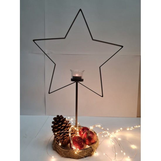 Start Metall Stern Höhe 56 cm Teelichthalter Stern aus Metall für Deine Weihnachtsdeko Zuhause. Eignet sich dank des kleines Kor