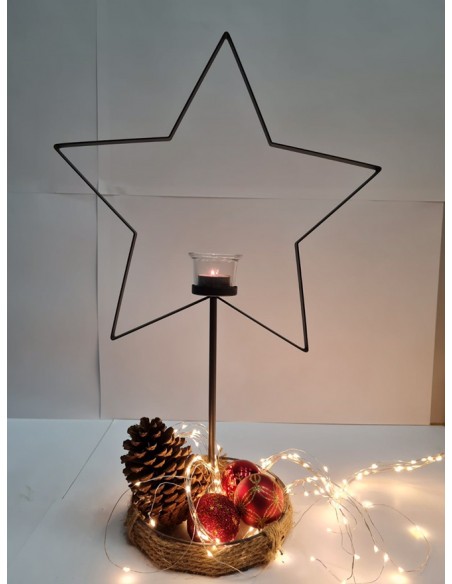Start Metall Stern Höhe 56 cm Teelichthalter Stern aus Metall für Deine Weihnachtsdeko Zuhause. Eignet sich dank des kleines Kor