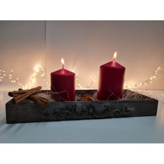 Holzdeko Holztablett mit Ornament als Motiv - Baron Grau - Breite 34 cm Holztablett mit Ornament an der Vorderseite in Baron Gra