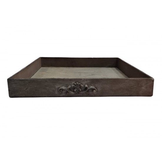 Holzdeko Deko Holztablett 3 teilig - Baron Grau - 30/25/20 cm lang 3-teiliges Holztablett mit Ornament Motiv an den Vorderseiten