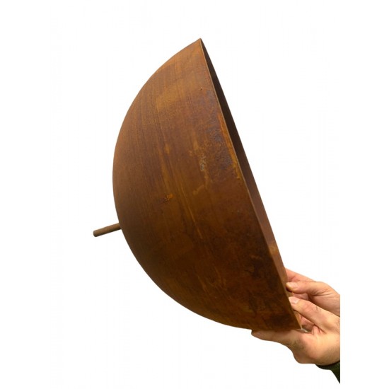 Gartendeko Rost Pflanzschale Halbkugel 40 cm Ø mit kurzem Rohr für 12 mm Stangen 
Höhe 20 cm
Durchmesser 40 cm
Rohr unten ca.