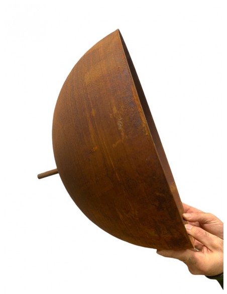 Gartendeko Rost Pflanzschale Halbkugel 40 cm Ø mit kurzem Rohr für 12 mm Stangen 
Höhe 20 cm
Durchmesser 40 cm
Rohr unten ca.