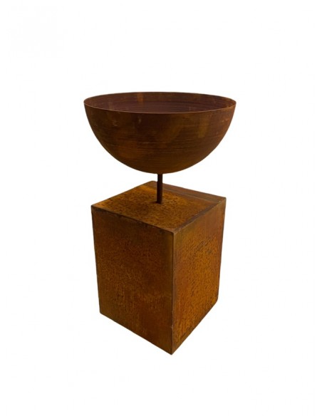 Gartendeko Rost Pflanzschale Halbkugel 40 cm Ø mit kurzem Rohr für 12 mm Stangen 
Höhe 20 cm
Durchmesser 40 cm
Rohr unten ca.