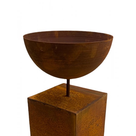 Gartendeko Rost Pflanzschale Halbkugel 40 cm Ø mit kurzem Rohr für 12 mm Stangen 
Höhe 20 cm
Durchmesser 40 cm
Rohr unten ca.