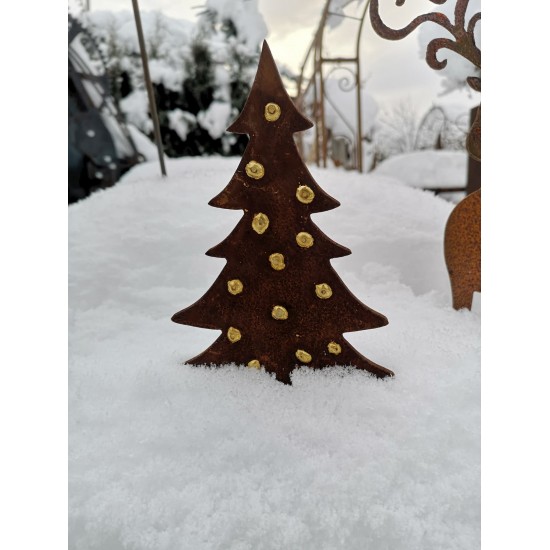 Winterdeko Kleine Tanne - Christbaum - groß - Direktstecker 33 cm lang 
Tanne aus 2 mm Stahl mit Goldpunkten
Höhe 25 cm
Gesam