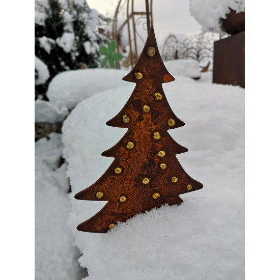 Winterdeko Kleine Tanne - Christbaum - groß - Direktstecker 33 cm lang 
Tanne aus 2 mm Stahl mit Goldpunkten
Höhe 25 cm
Gesam