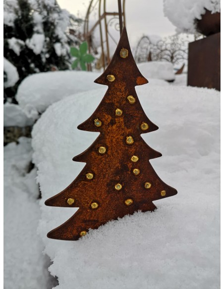 Winterdeko Kleine Tanne - Christbaum - groß - Direktstecker 33 cm lang 
Tanne aus 2 mm Stahl mit Goldpunkten
Höhe 25 cm
Gesam