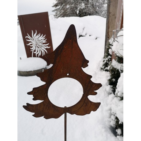 Weihnachtsdeko Tanne mit Loch für Christbaumkugel als Gartenstecker - groß - Stablänge 120 cm Dieser Gartenstecker mit Loch biet