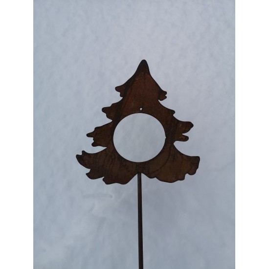 Weihnachtsbaumschmuck und Christbaumschmuck Tanne mit Loch für Christbaumkugel als Gartenstecker - klein - Stablänge 100 cm Dies