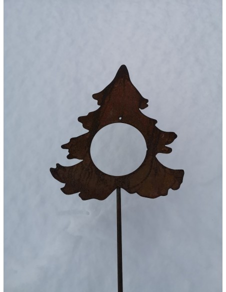 Weihnachtsbaumschmuck und Christbaumschmuck Tanne mit Loch für Christbaumkugel als Gartenstecker - klein - Stablänge 100 cm Dies
