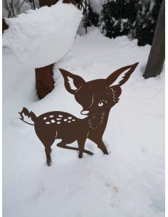 Edelrost Rehkitz Bambi 70 cm hoch - auf 40 cm Stab 2