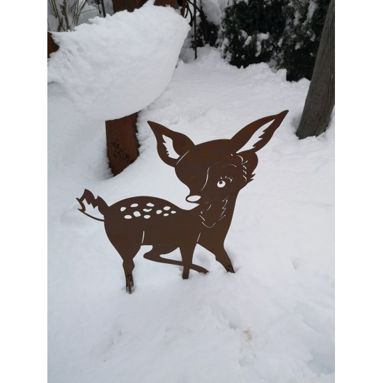 rostige Deko Hirsche und Rehe Edelrost Bambi - Höhe 41 cm - auf 40 cm Gartenstecker Unser ganz reizendes Rehkitz aus Edelrost ve