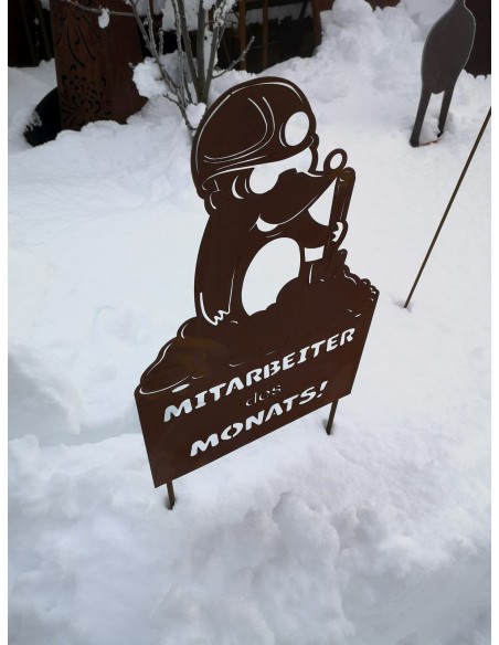 Start Maulwurf - Mitarbeiter des Monats - lustiges Schild für den Garten Maulwurf mit Tafel: Mitarbeiter des MonatsTafelhöhe: 50