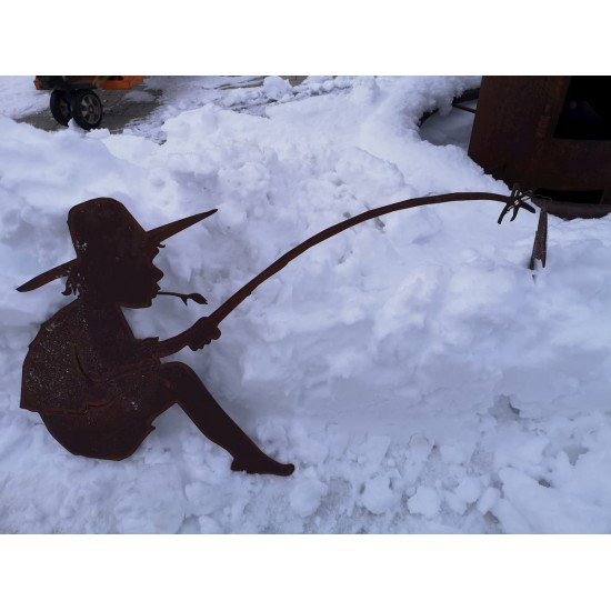 Gartenteich Fischender Angler Manni mit Rohr als Steckverbindung - 90 cm lang Fischender Angler Manni mit einer Rohrverbindung z