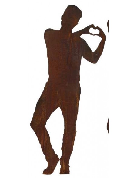 Start Lebensgroße Figur - Tom - Hände bilden ein Herz - 184 cm hoch 
Lebensgroße Silhouette eines Mannes Tom - Die Hände bilden